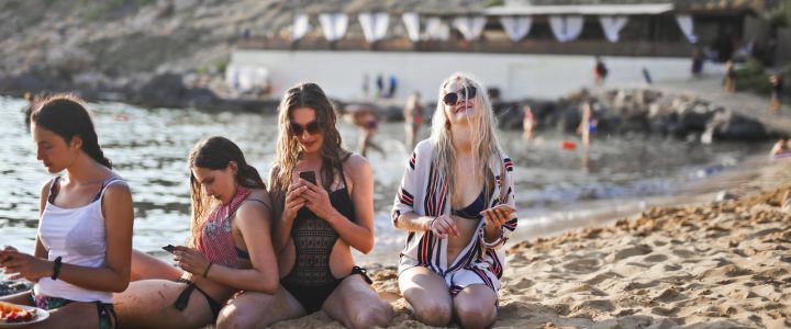 four girls on beach